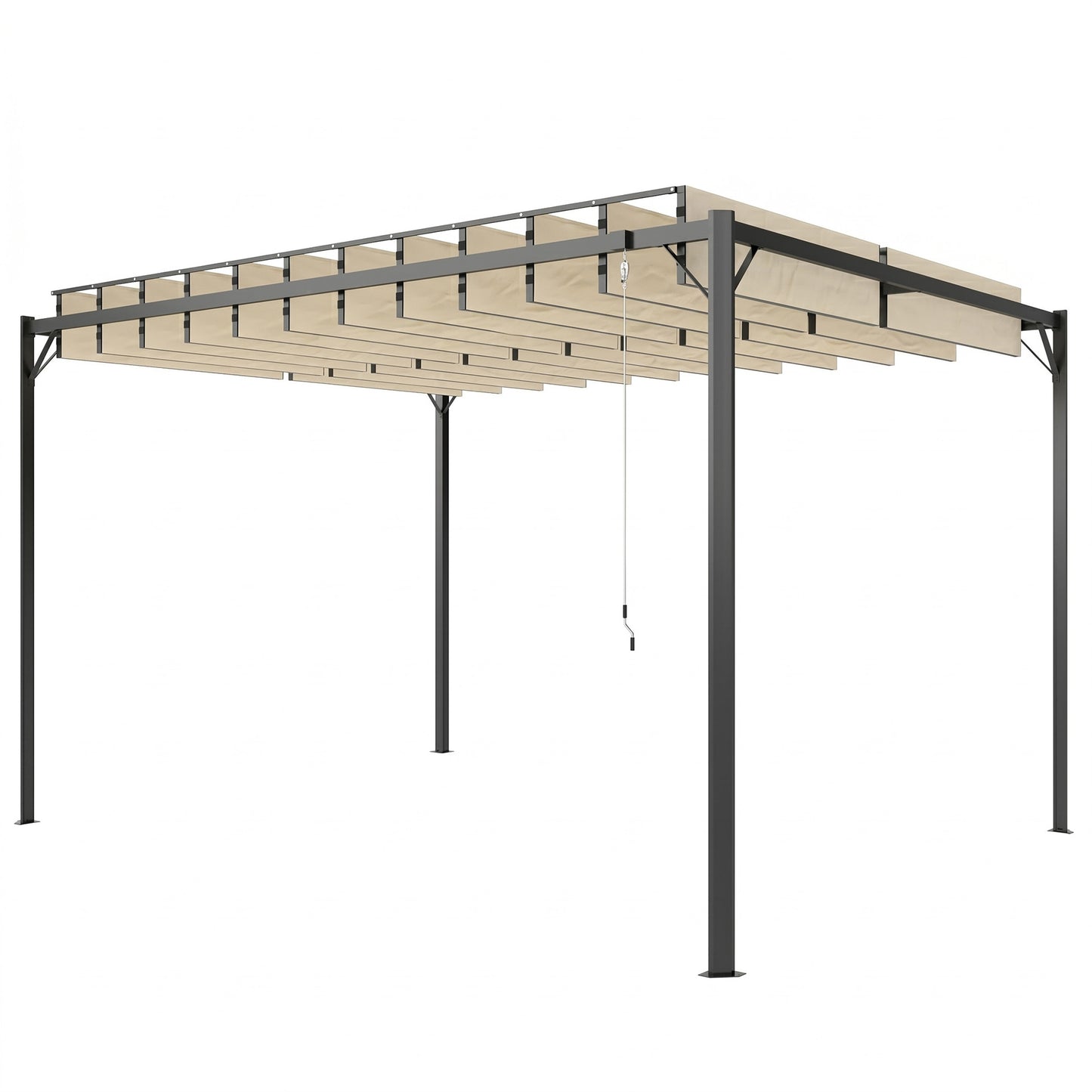 Outsunny Pérgola De Jardín 3x4 M Con Techo De Lamas Orientables Upf50+ Crema_0