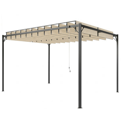 Outsunny Pérgola De Jardín 3x4 M Con Techo De Lamas Orientables Upf50+ Crema_0