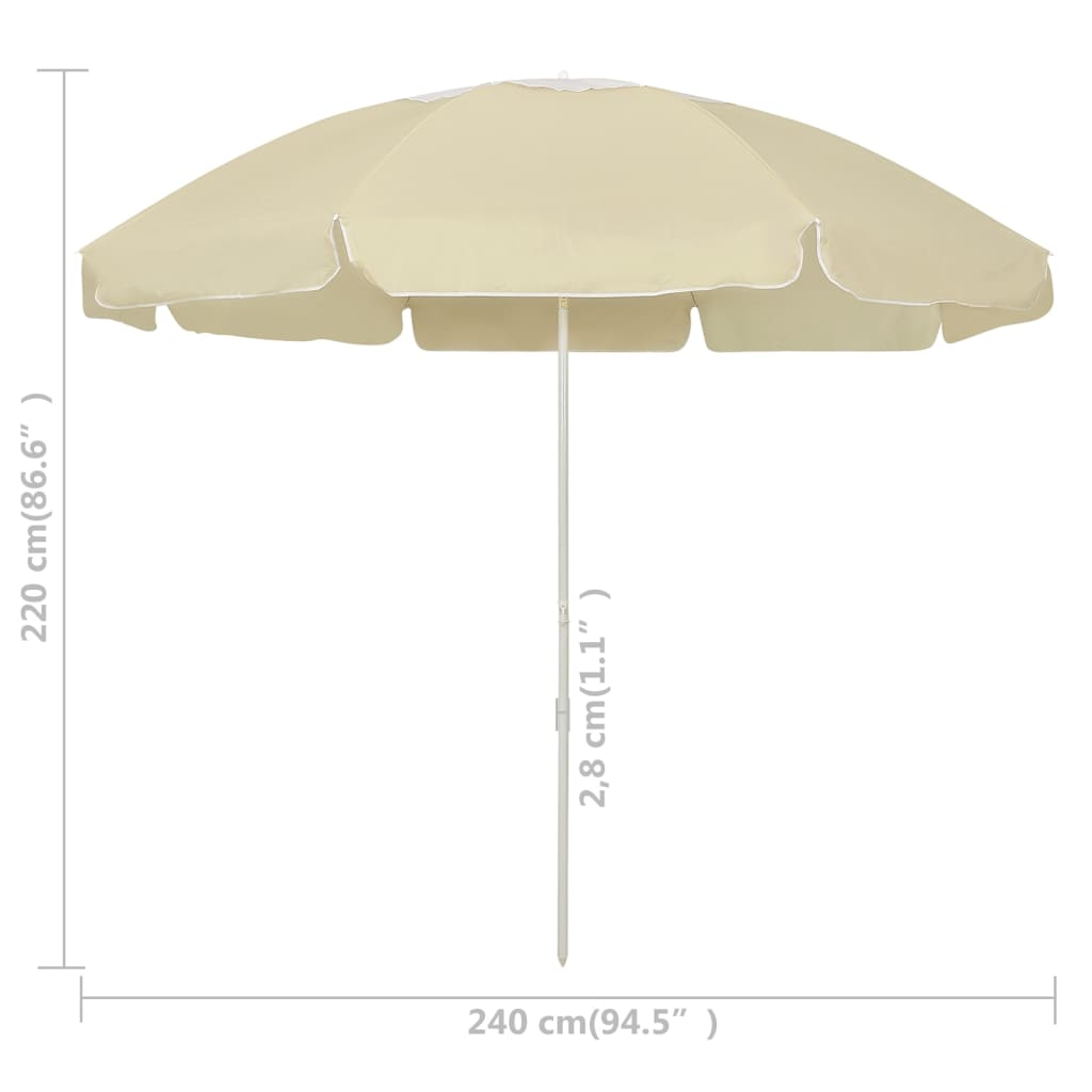 Sombrilla De Playa Amarillo Arena 240 Cm_4