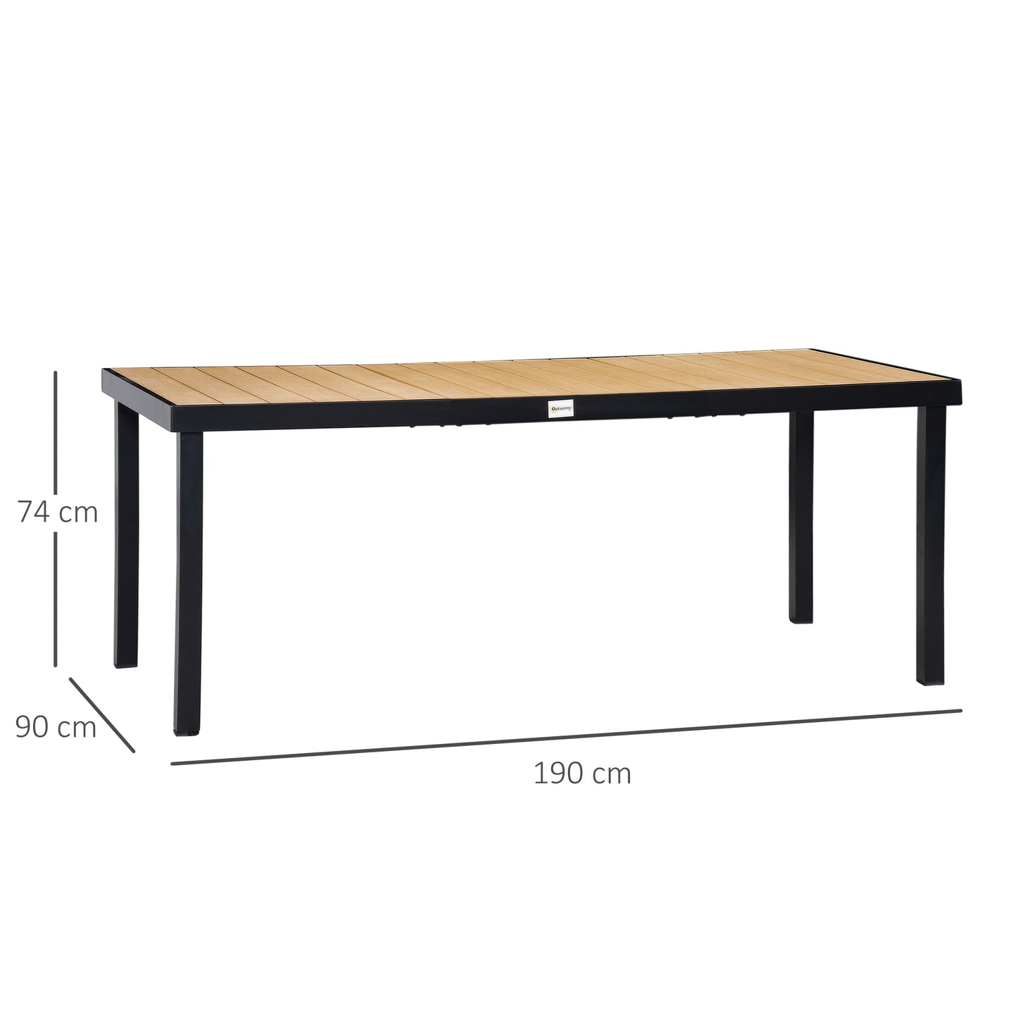Outsunny Mesa De Jardín Mesa De Comedor De Aluminio Para 8 Personas 190x90x74 Cm_2