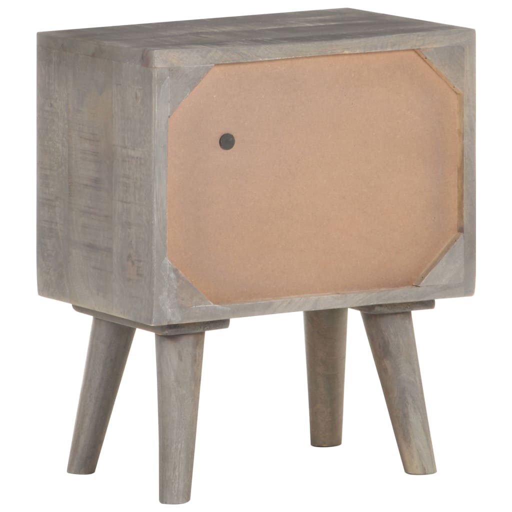 Mesita De Noche Madera Maciza De Mango Y Rugosa Gris 40x30x50cm_2