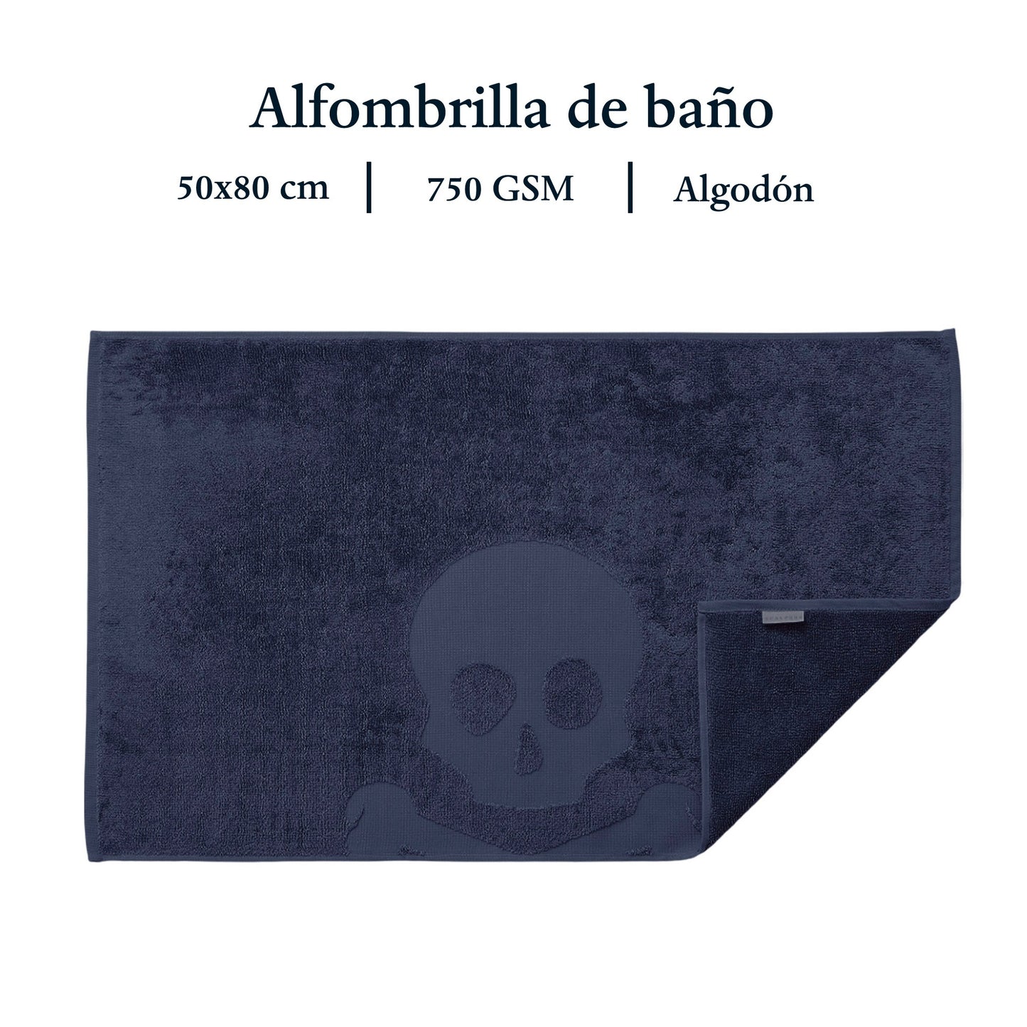 Alfombra De Baño Calavera 50x80cm 100% Algodón 750gsm Azul Marino Scalpers Home_1