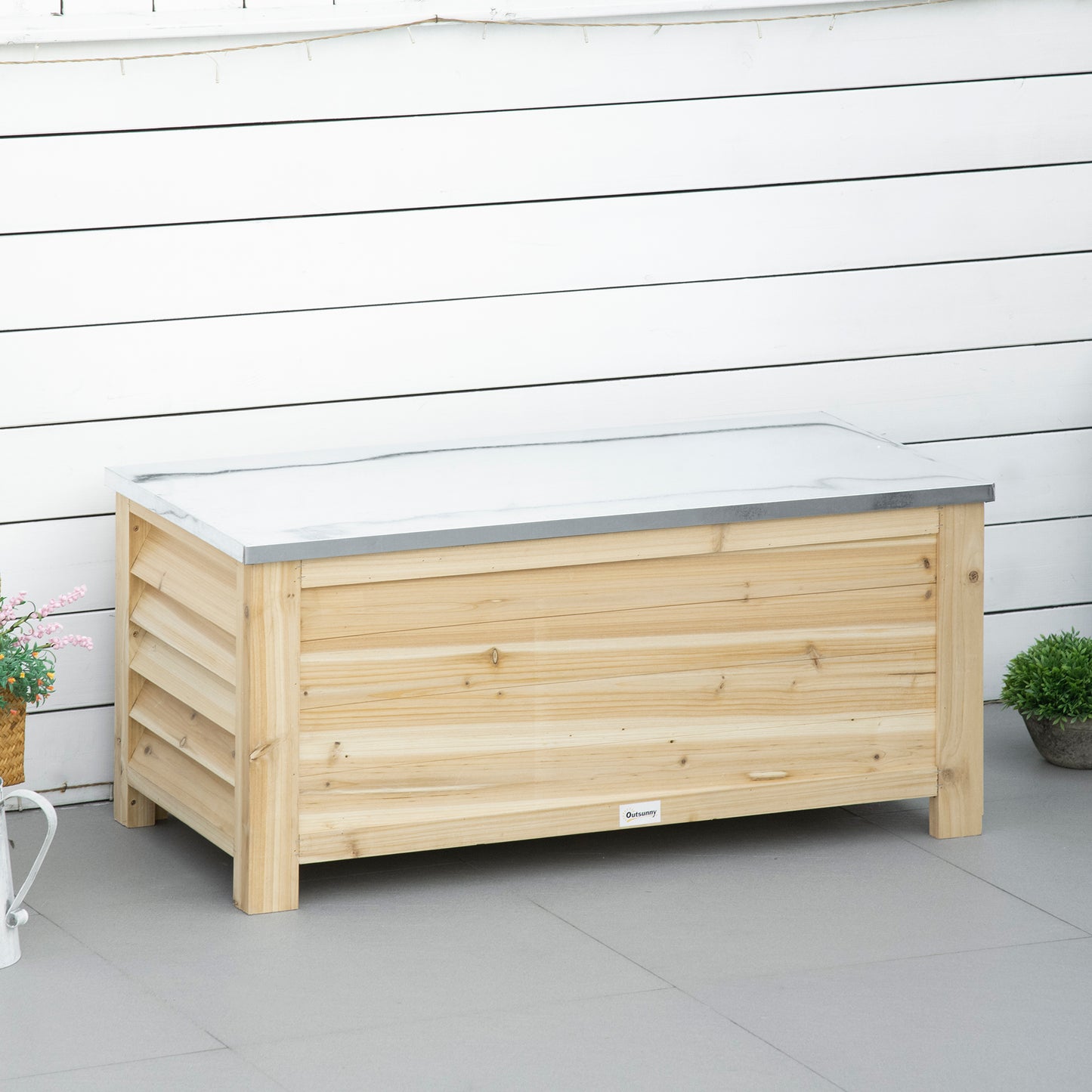 Outsunny Arcón De Jardín Exterior Con Tapa De Metal Galvanizado Natural_1