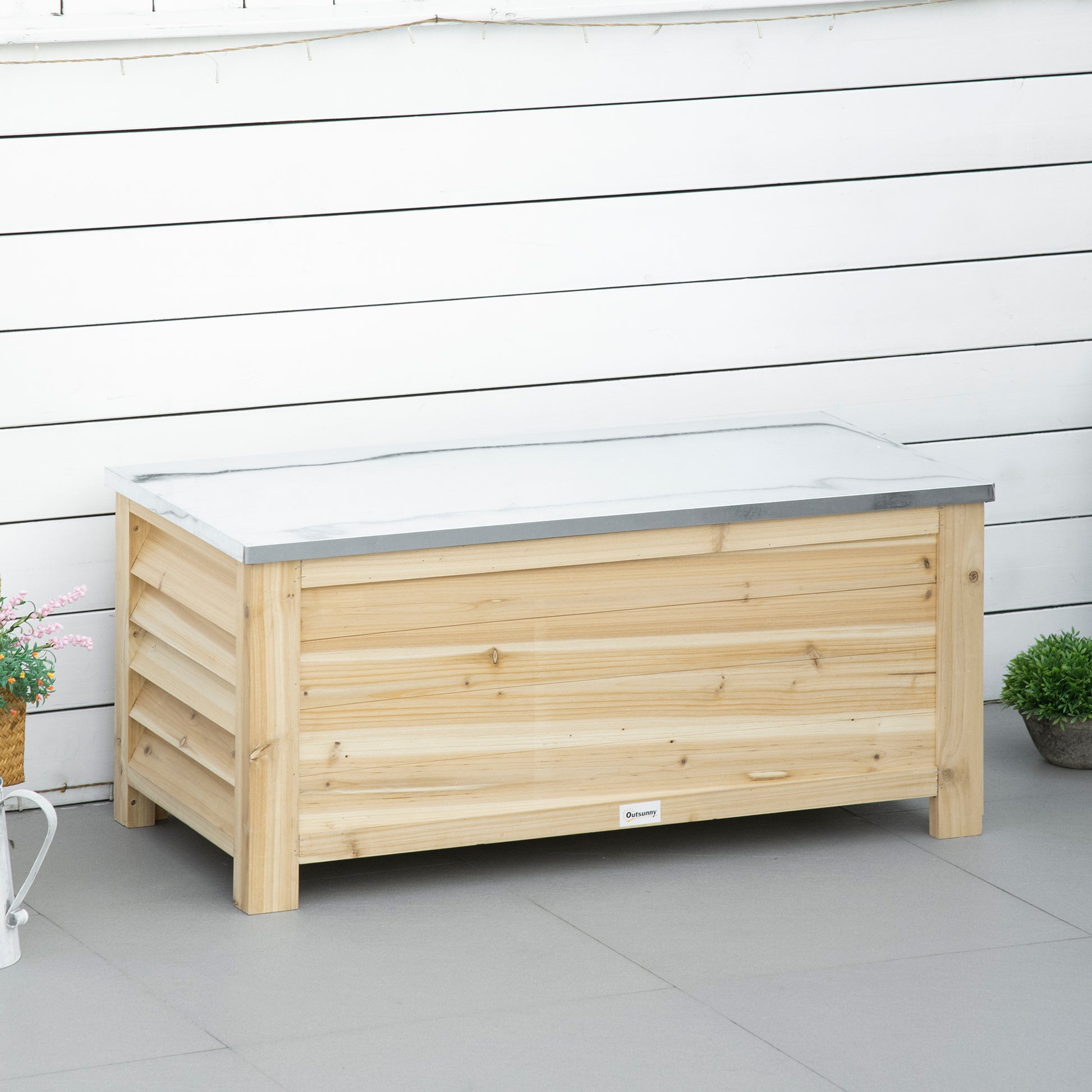Outsunny Arcón De Jardín Exterior Con Tapa De Metal Galvanizado Natural_1