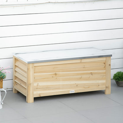 Outsunny Arcón De Jardín Exterior Con Tapa De Metal Galvanizado Natural_1