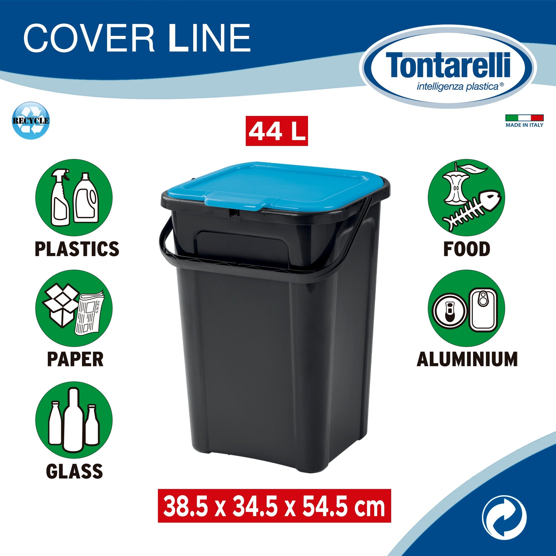 Cubo De Basura 44l cover Line Con Base Negra + Mango Sapphir