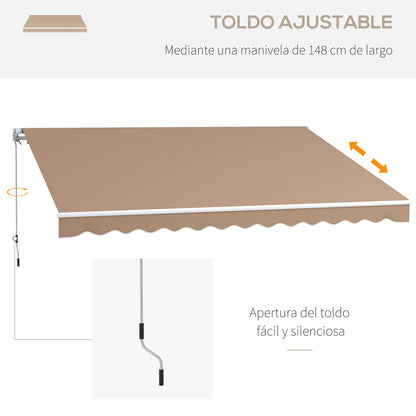 Outsunny Toldo Manual Retráctil 350x250 Cm Con Manivela De Metal Marrón_5