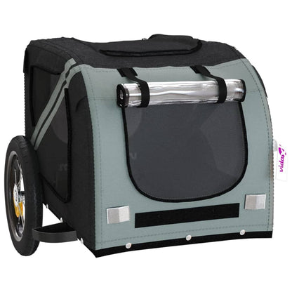Vidaxl Remolque De Bicicleta Mascotas Hierro Tela Oxford Gris Negro_4