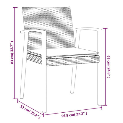 Vidaxl Sillas Jardín Cojines 4 Uds Ratán Sintético Negro 56,5x57x83 Cm_2