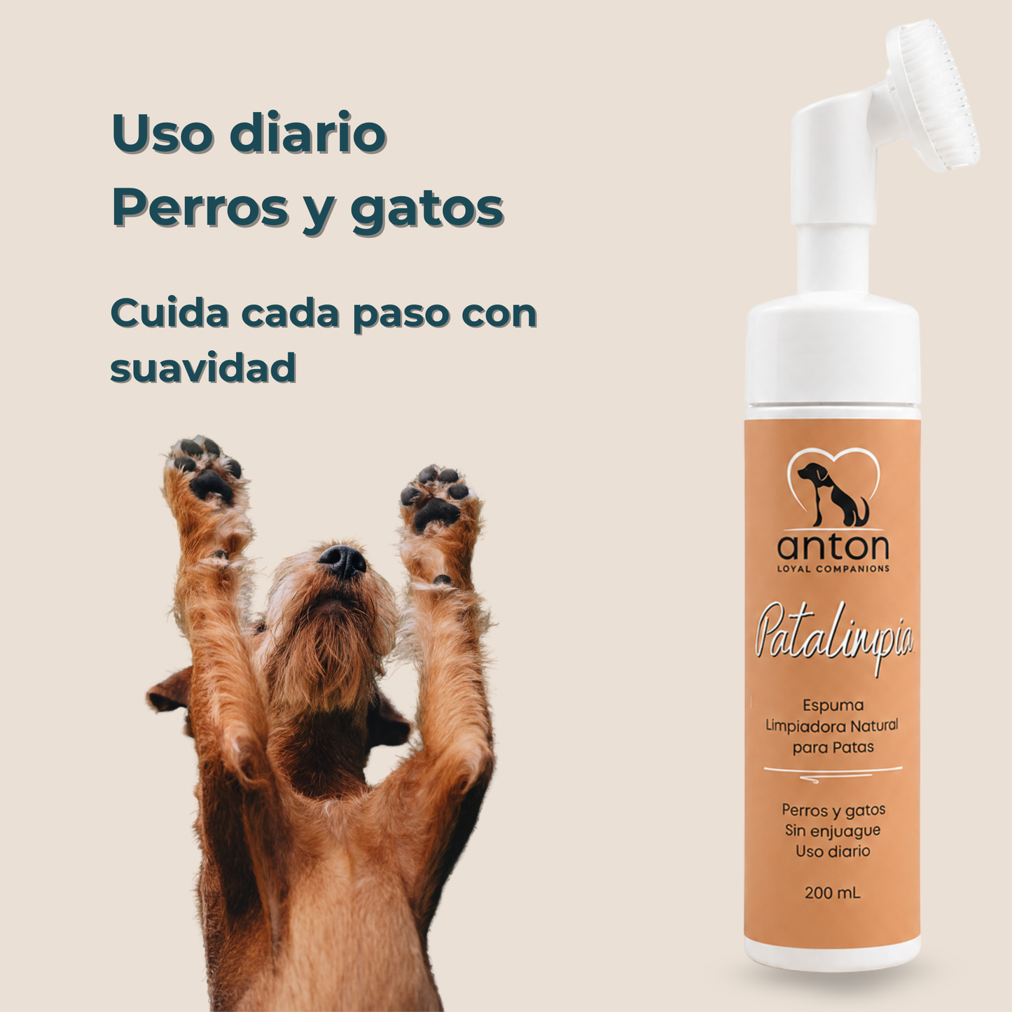 Espuma limpiadora natural para la higiene de las patas de perros y gatos – 200 ml_4