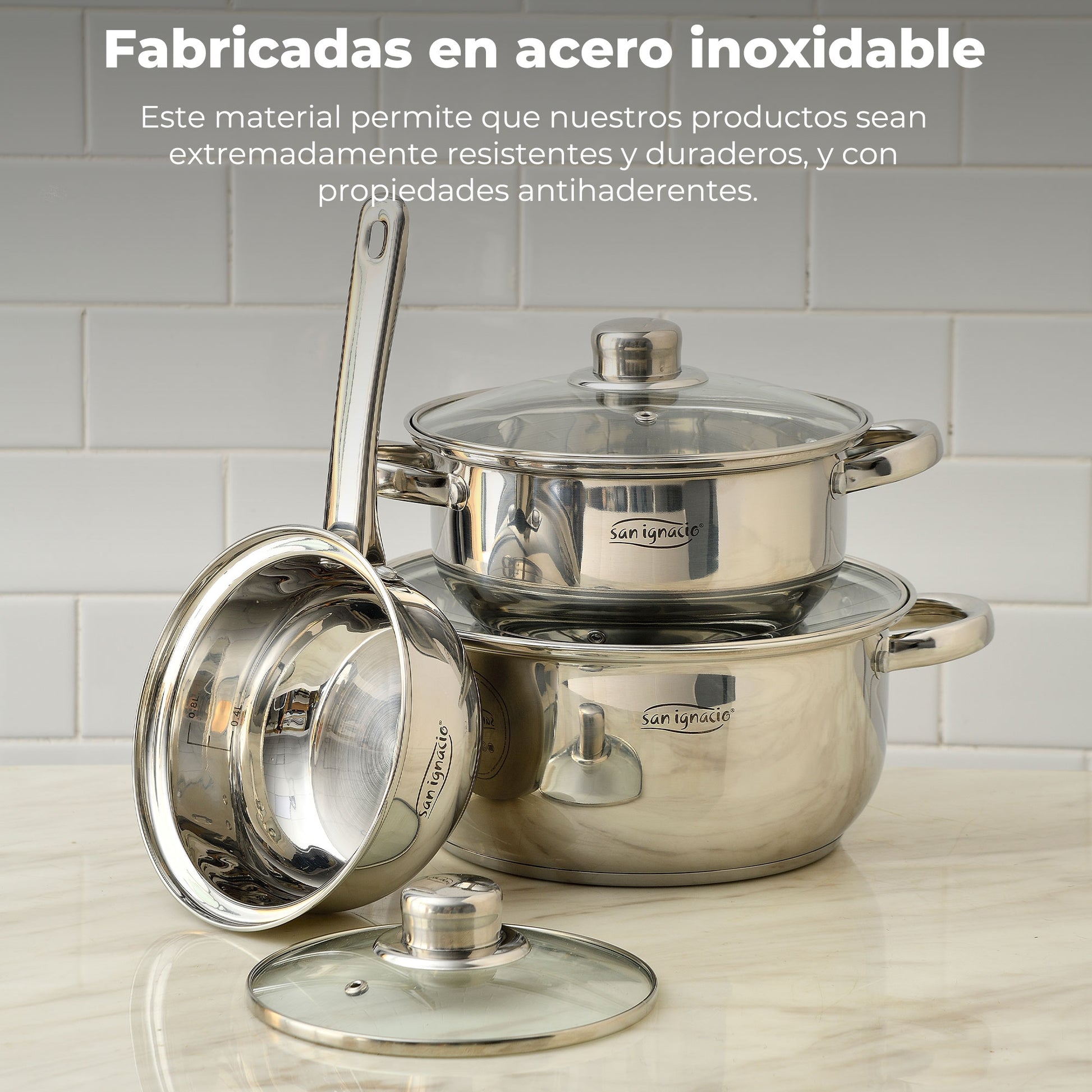 Set 12 Piezas, Batería De Cocina En Acero Inoxidable