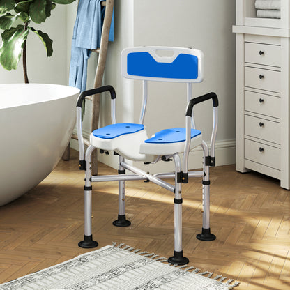 Silla De Ducha Homcom Hdpe, Aluminio Azul 53x41.5x91.5 Cm_1