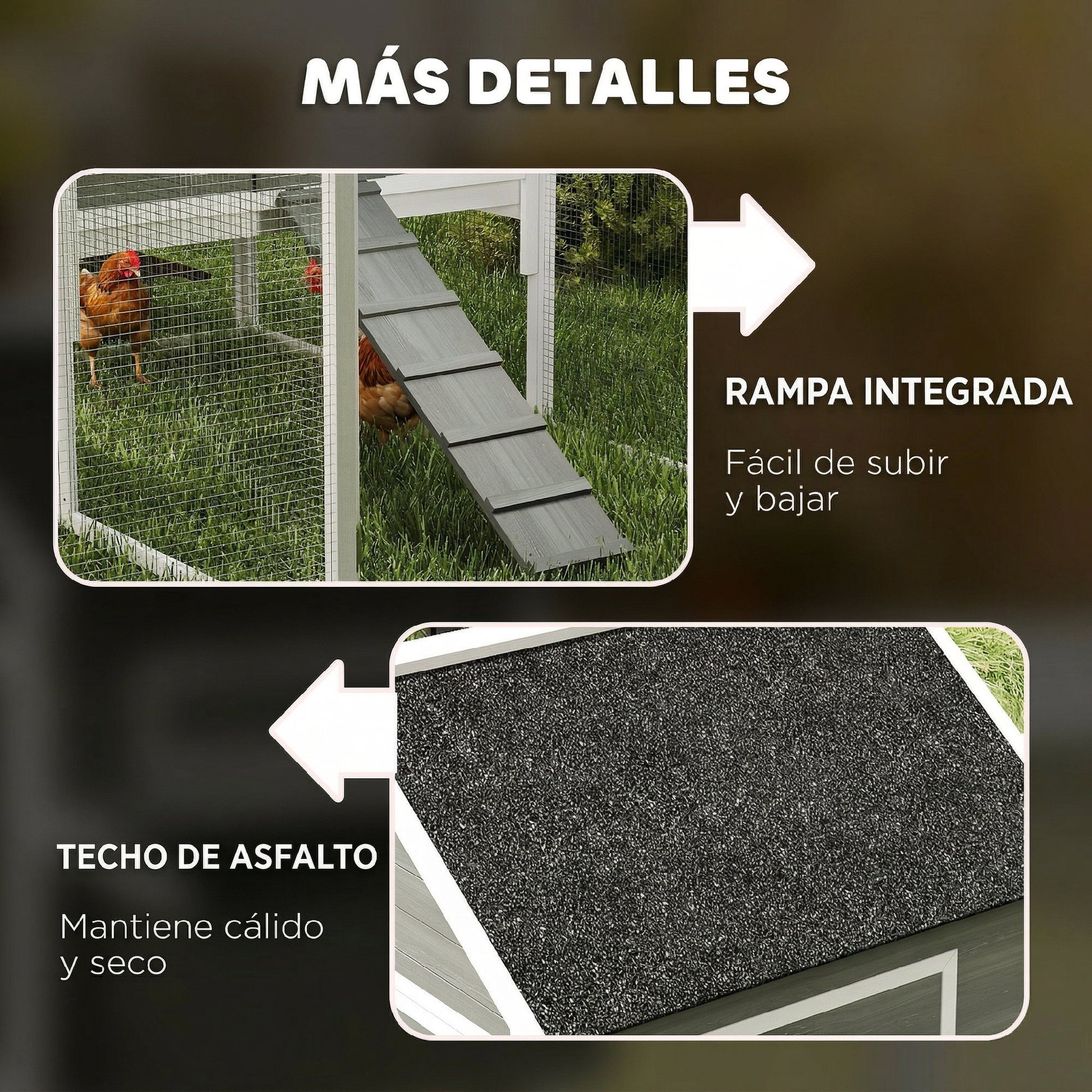 Pawhut Gallinero Grande Exterior Con 2 Nidos Corral 347x160x150cm Gris Oscuro_3