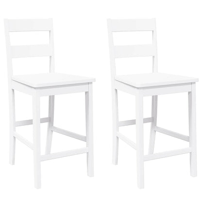 Taburetes De Bar 2 Uds Madera Maciza Blanca Caucho_0