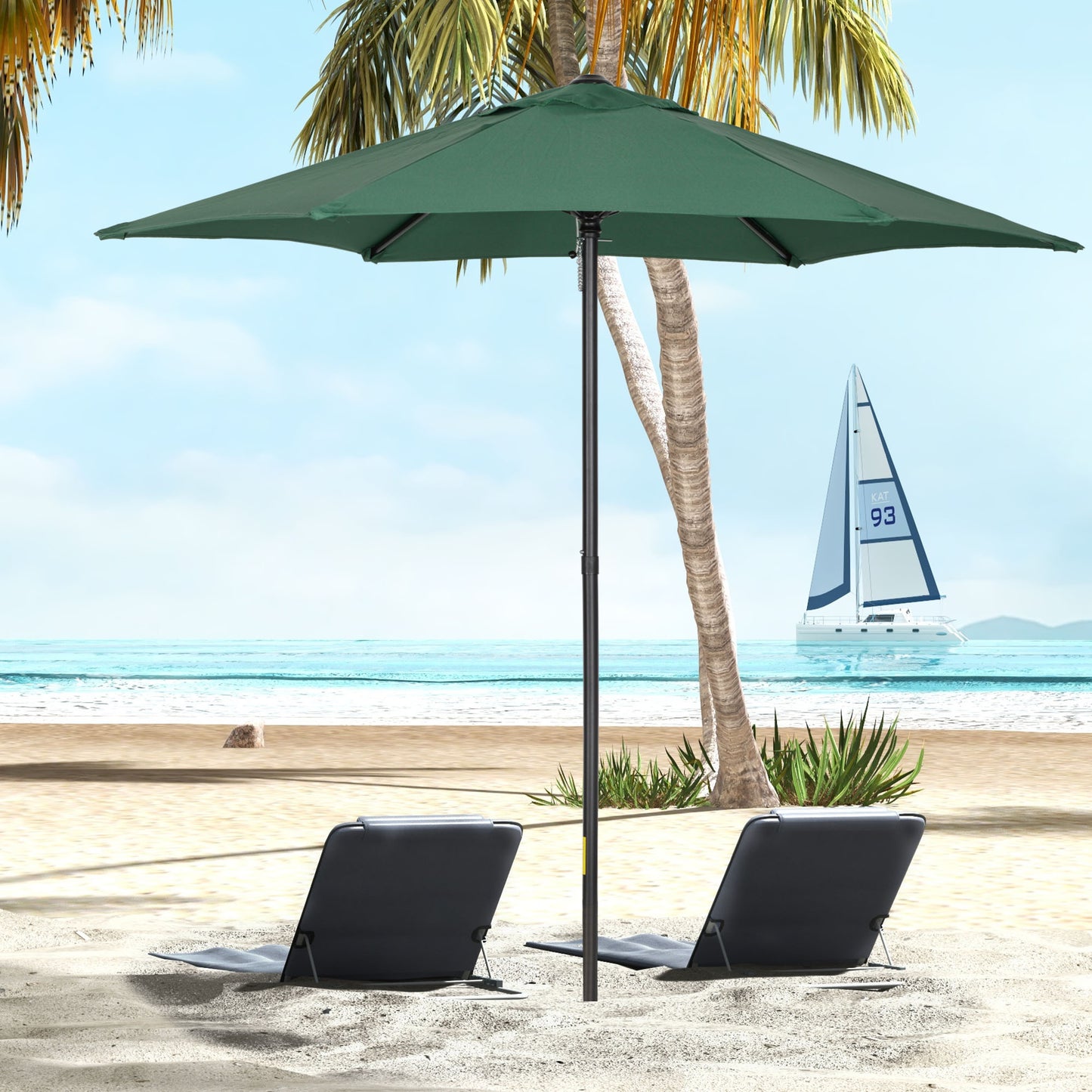 Outsunny Sombrilla Jardín Ø2x2 M Parasol De Aluminio Con Poste Desmontable Verde_1