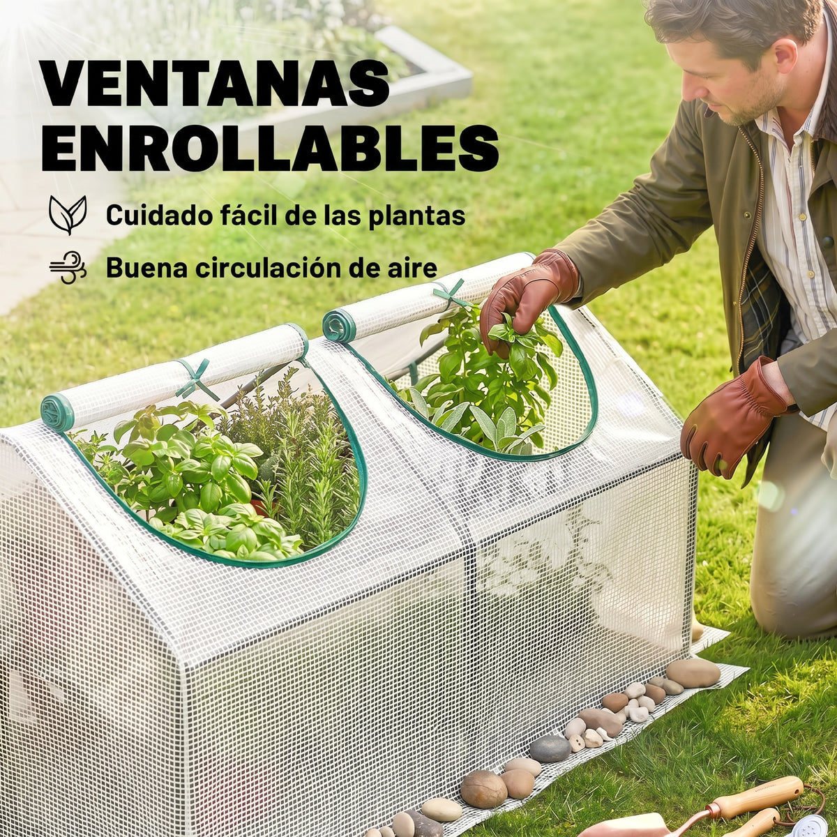 Invernadero De Terraza Outsunny Acero, Pe Blanco 120x60x60 Cm_4