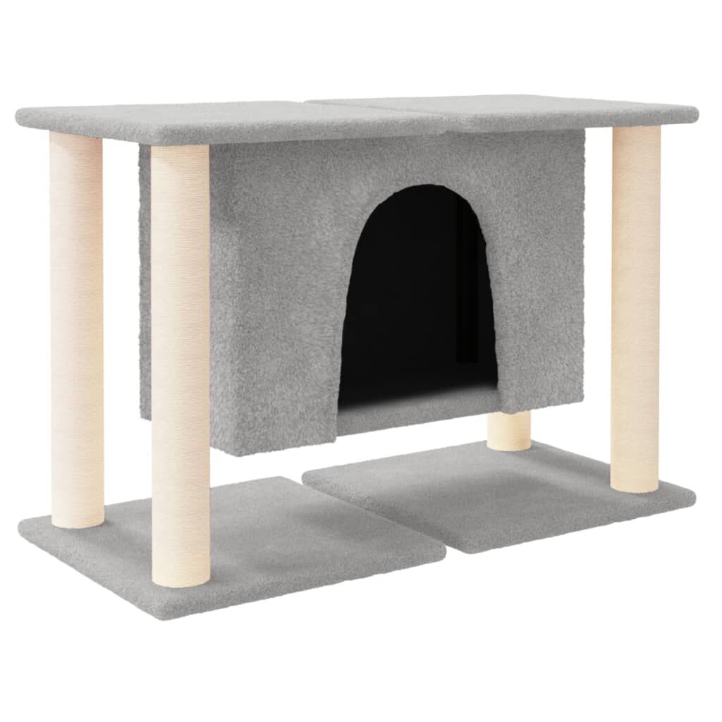Vidaxl Rascador Para Gatos Con Postes De Sisal Gris Claro 190 Cm_0
