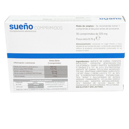 Sueño – Complemento Natural Con Melatonina, Triptófano Y Plantas Medicinales Para Dormir Mejor – 30 Comprimidos
