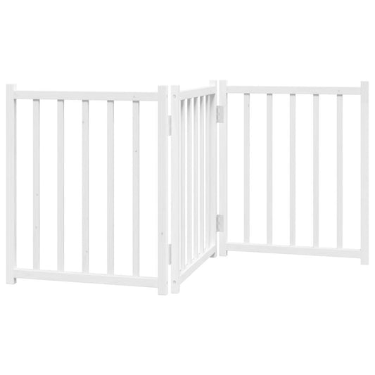 Vidaxl Puerta De Perros Plegable 3 Paneles Madera Abeto Blanco 150 Cm_0