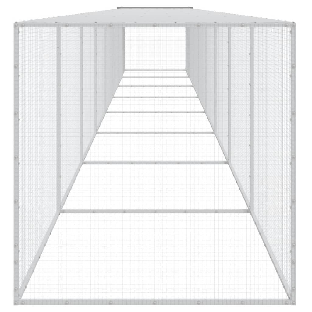 Vidaxl Gallinero Con Techo Acero Galvanizado Gris Claro 803x98x90 Cm_3