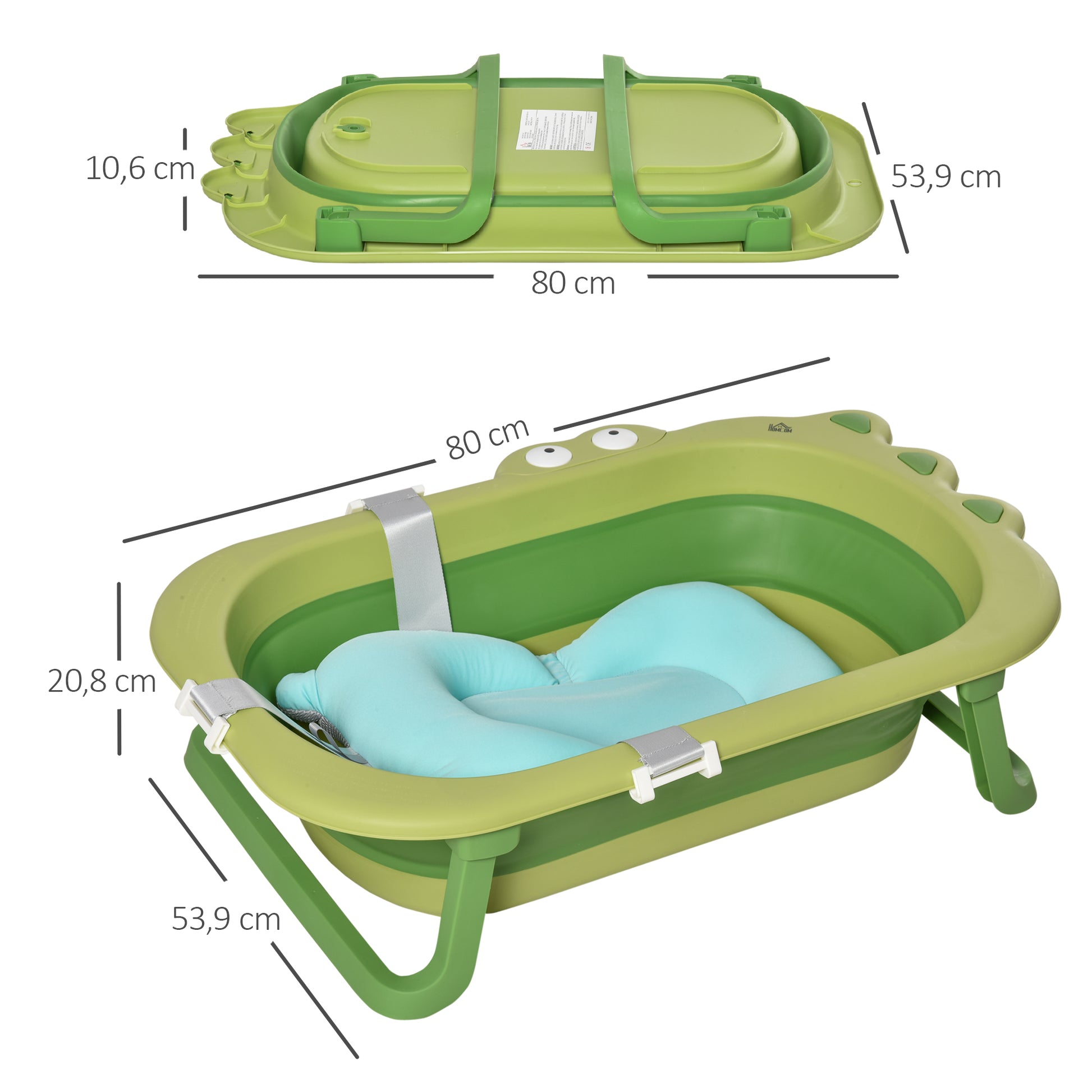 Homcom Bañera Plegable Para Bebé 0-3 Años 50l Con Cojín Incluido 80x53,9x20,8 Cm_2
