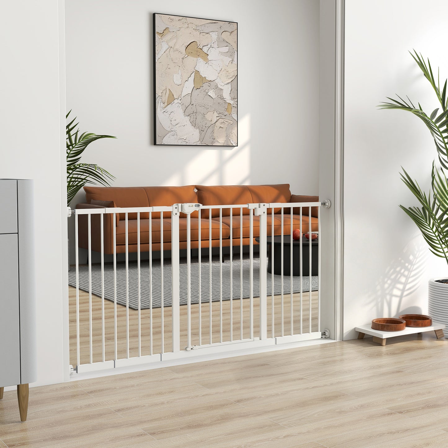 Pawhut Barrera De Seguridad Extensible Para Puertas 74-147,5x76,2 Cm Blanco_1