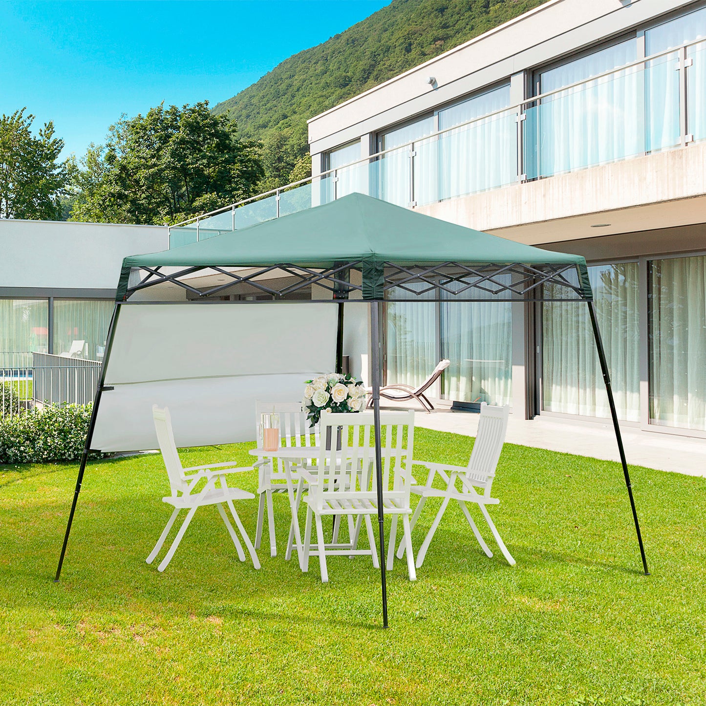 Outsunny Carpa Plegable 2,2x2,2x2m Con Lateral Y Protección Uv 50+ De Acero_1