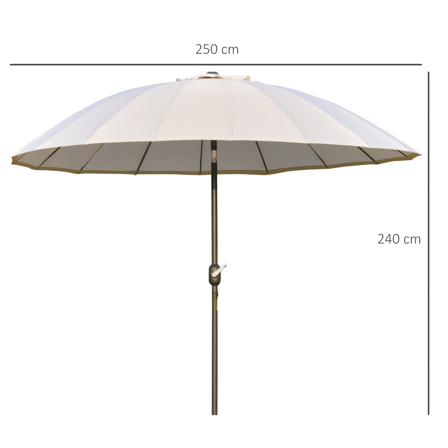 Outsunny Sombrilla De Jardín Ø2,5x2,4 M Con Manivela Y Poste Inclinable Crema_2