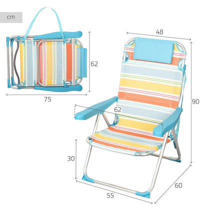 Aktive Silla Plegable Playa Rayas Multicolor, Aluminio, 5 Posiciones, Sistema Antivuelco,_3