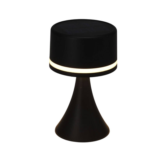 Lámpara Solar De Mesa Negra Recargable Con Panel Solar Y Usb - Well Home_0