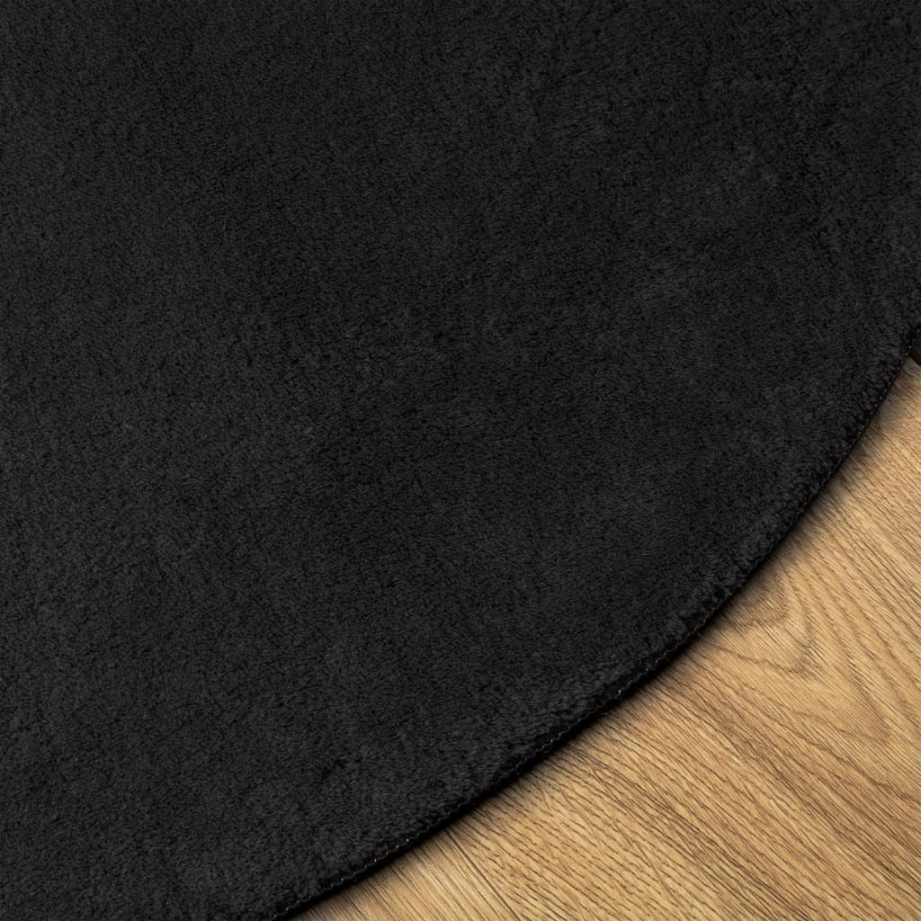 Vidaxl Alfombra De Pelo Corto Suave Lavable Huarte Negro Ø 80 Cm_3