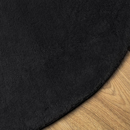 Vidaxl Alfombra De Pelo Corto Suave Lavable Huarte Negro Ø 80 Cm_3