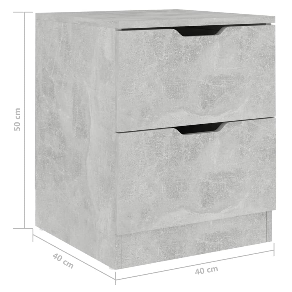 Mesita De Noche Madera De Ingeniería Gris Hormigón 40x40x50 Cm_4