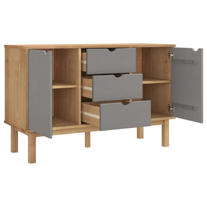 Aparador Otta Madera Maciza Pino Marrón Y Gris 113,5x43x73 Cm / Vetonek_3