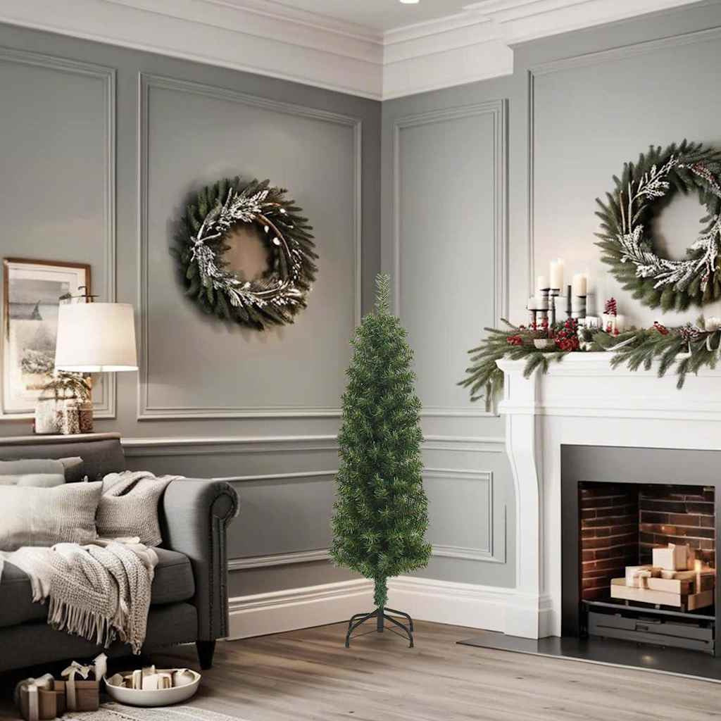 Vidaxl Árbol De Navidad Artificial Delgado Y Soporte Pvc Verde 120 Cm_1