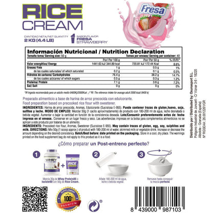 Rice Cream (crema De Arroz Pregelatinizada) - 2kg - Fresa - Fuente De Carbohidratos De Buena - Masmusculo_4