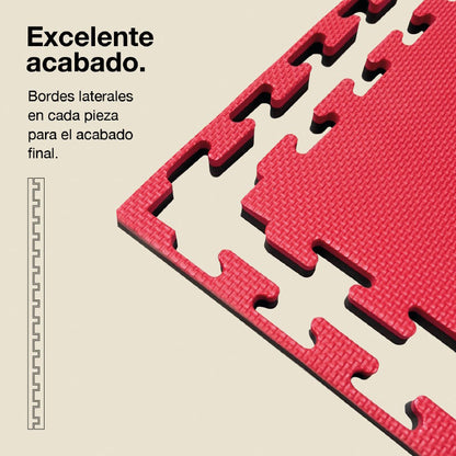 Tatami Puzzle 2cm 100x100cm, Pack 4 Unidades – Superficie T Negro/rojo Jowy_2