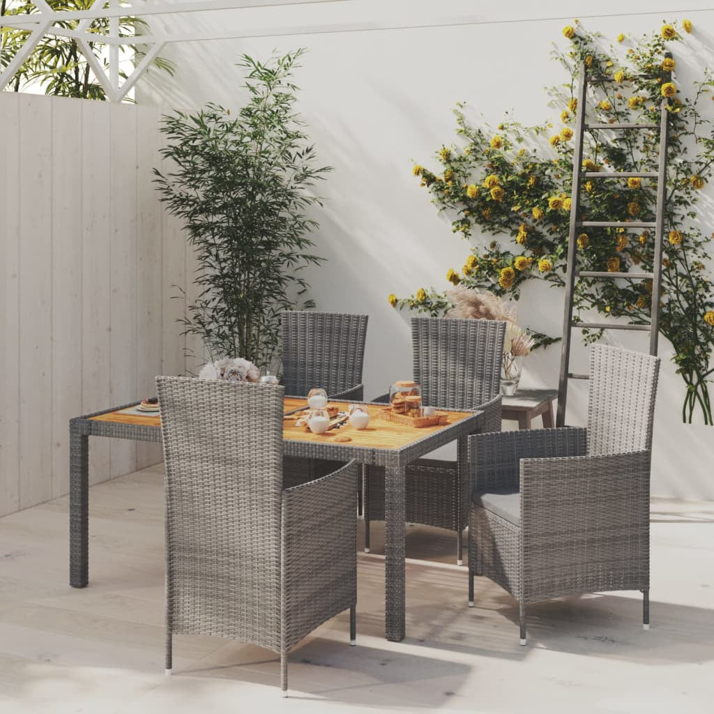 Vidaxl Set De Comedor De Jardín 5 Pzas Y Cojines Ratán Sintético Gris_1