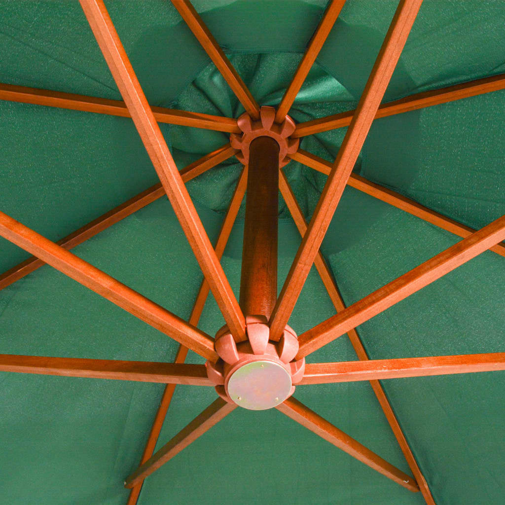 Vidaxl Sombrilla Colgante Con Palo De Madera Verde 350 Cm_4