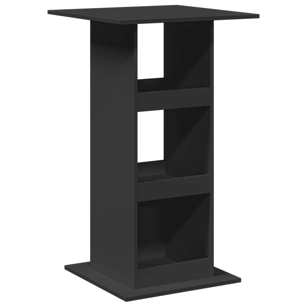 Mesa Bar Con Almacenaje Madera Ingeniería Negra 60x60x102 Cm_0
