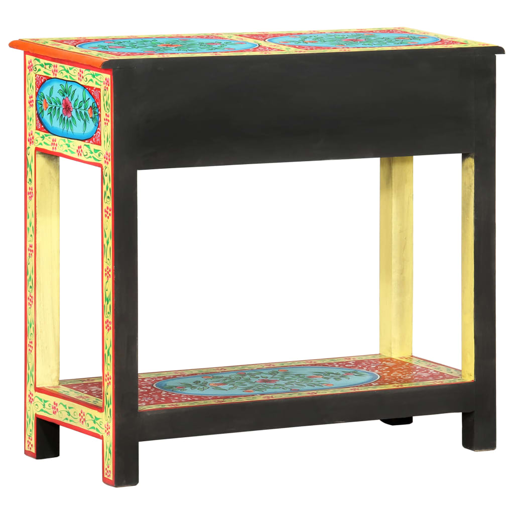 Mesa Consola Pintada A Mano Madera Maciza De Mango 80x35x75 Cm_2