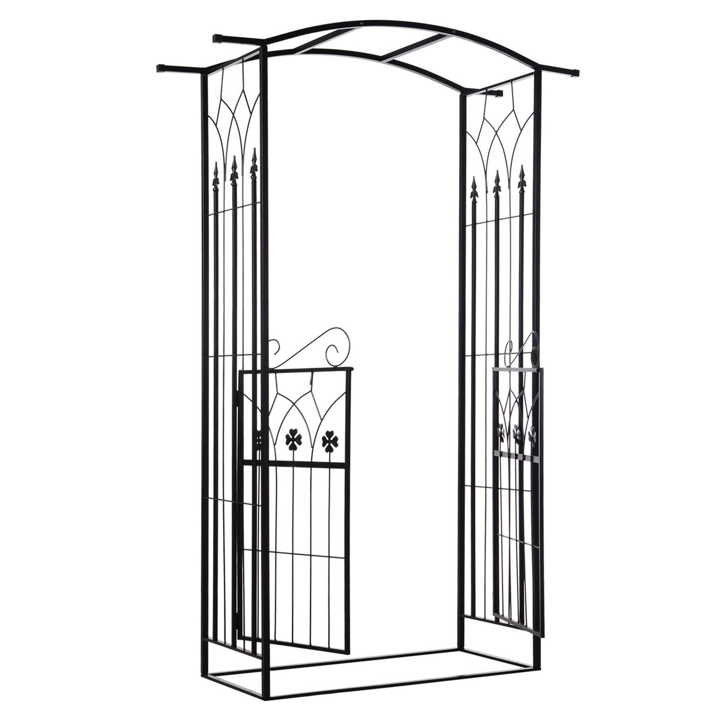 Outsunny Arco De Jardín Con Puerta Enrejado De Metal 131x49x212cm Con Cerradura_0