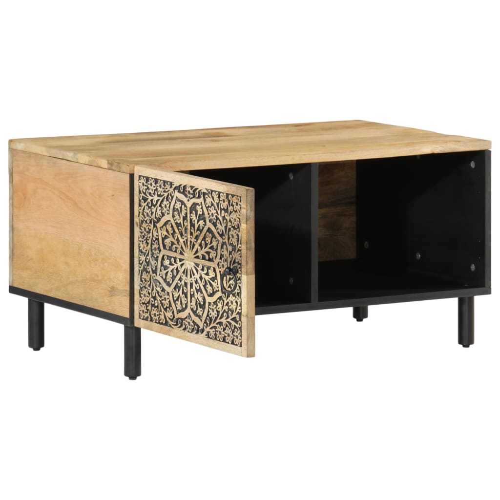 Mesa De Centro De Madera Maciza De Mango 80x50x40 Cm_2