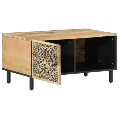 Mesa De Centro De Madera Maciza De Mango 80x50x40 Cm_2