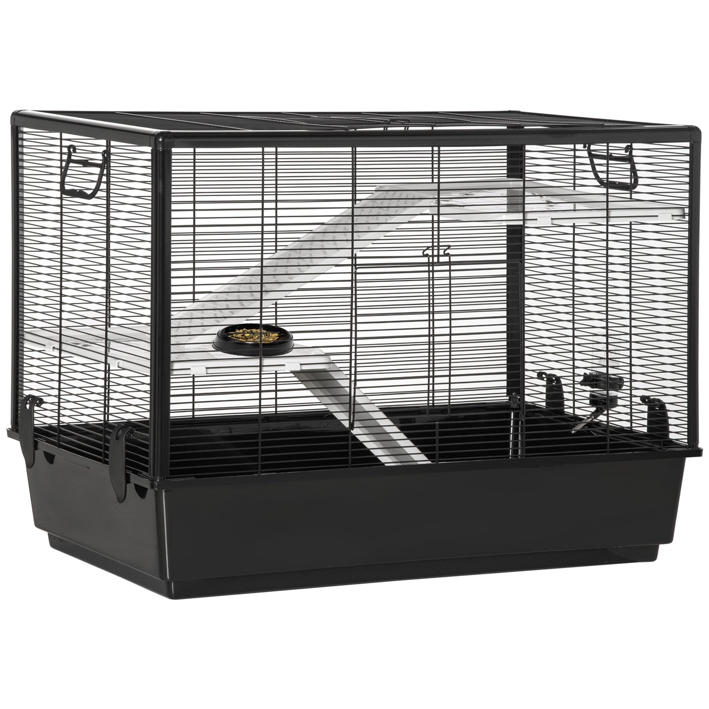 Pawhut Jaula Pequeña Para Roedores 80x48x58cm 2 Puertas 2 Rampas 2 Plataformas_0