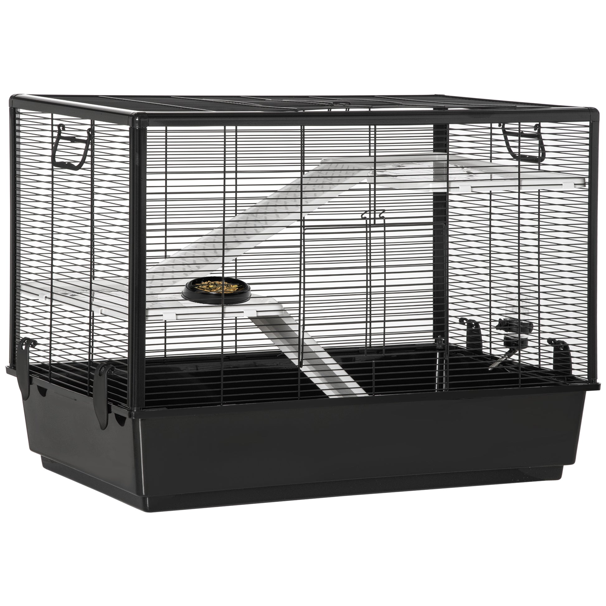 Pawhut Jaula Pequeña Para Roedores 80x48x58cm 2 Puertas 2 Rampas 2 Plataformas_0