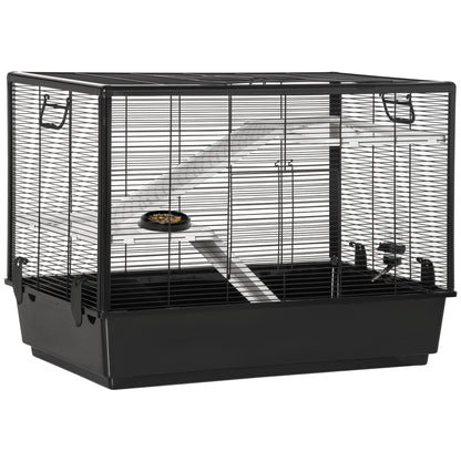 Pawhut Jaula Pequeña Para Roedores 80x48x58cm 2 Puertas 2 Rampas 2 Plataformas_0
