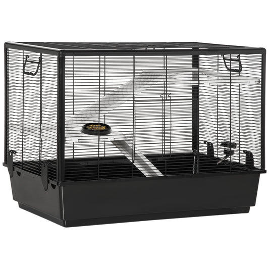 Pawhut Jaula Pequeña Para Roedores 80x48x58cm 2 Puertas 2 Rampas 2 Plataformas_0