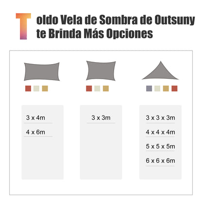 Outsunny Toldo De Vela Rectangular Para Jardín Y Exterior Repelente Al Agua_3