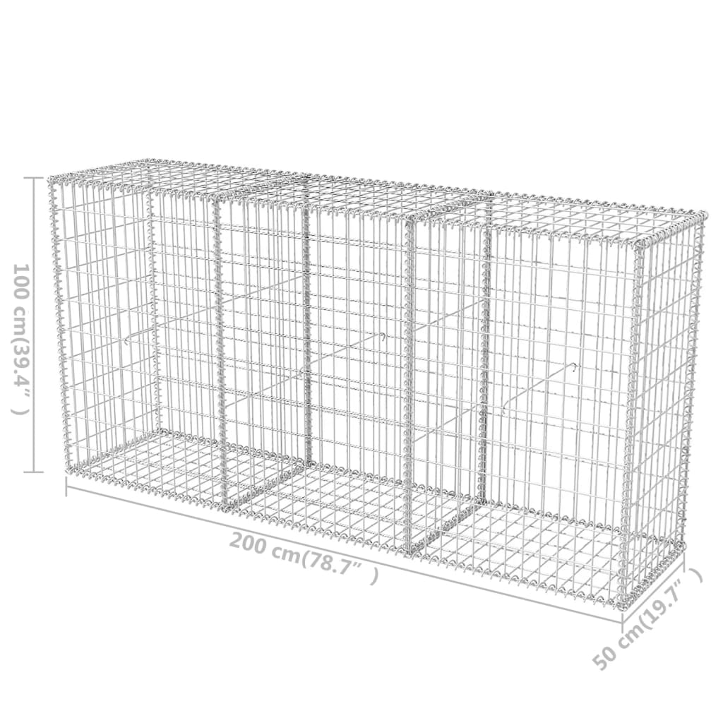 Cesta De Muro De Gaviones Acero Galvanizado 200x50x100 Cm / Vetonek_4